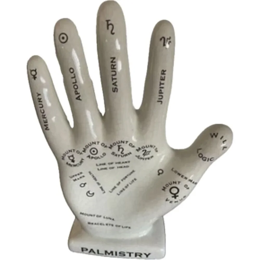 Artistic Accents Cream Ceramic Painted Mystic Palmistry Hand Statue-12.5